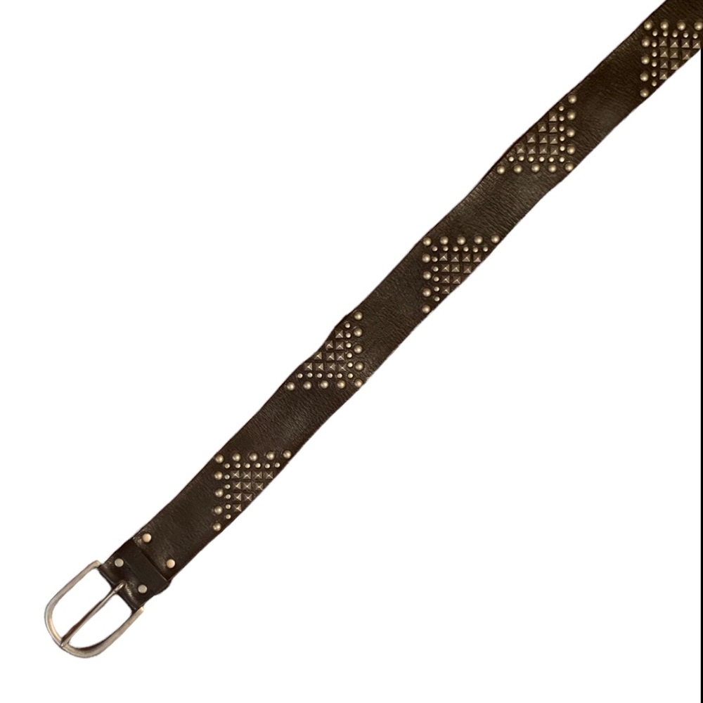 Linea Pelle Italian Leather Black Studded Belt sz S - Picture 3 of 13